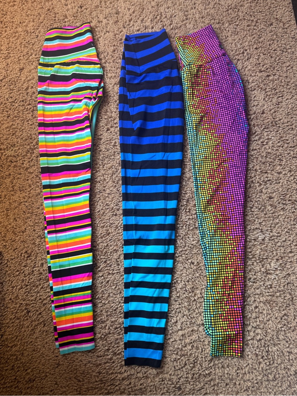 K Deer Multi-Color Striped & Gradient Leggings Trio